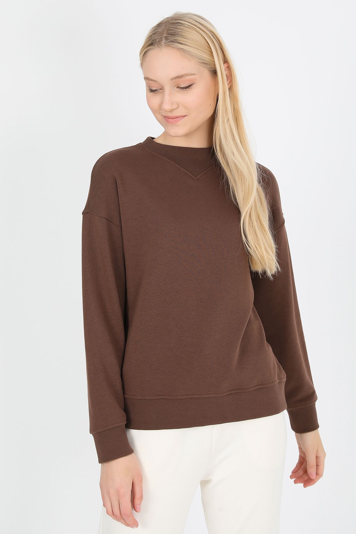 JOHN FRANK WOMAN SPORTS&LOUNGEWEAR CHIC COC SWEATSHIRT KAHVE - 1
